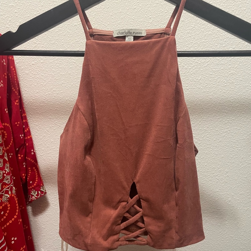 Charlotte Russe suede crop top, mauve, XS
